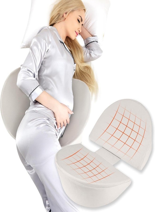 WEIKA Pregnancy Wedge Pillows for Sleeping, Memory Foam Pregnancy Body Pillow for Pregnant Women, Support for Belly, Back, HIPS, Maternity Pillow with Detachable & Adjustable Pillow Cover (Light Grey) - Image 1